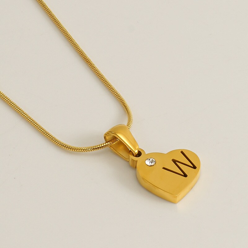 Gold color / 1 Piece Simple Series Simple Letter W Stainless Steel 18K Gold Plated Rhinestone Unisex Pendant Necklaces Picture23